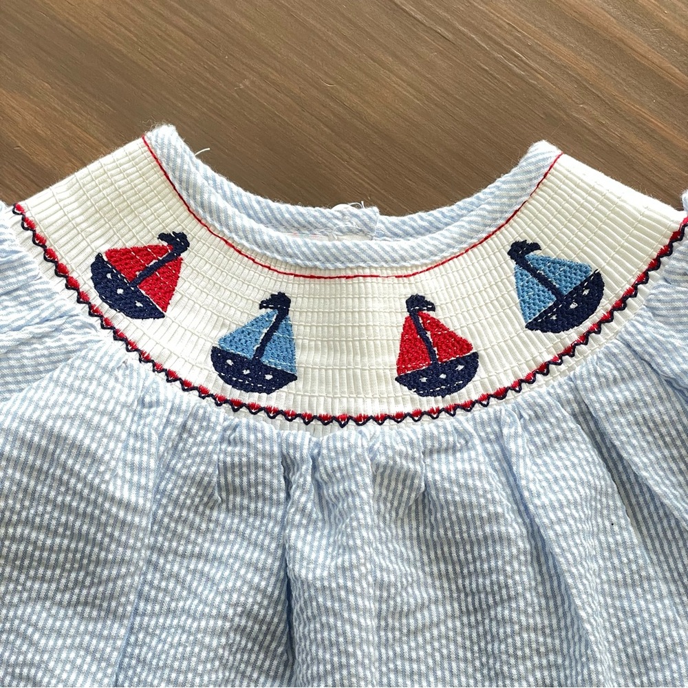 Lil Cactus Smocked Sailboat Dress - Size 12-24M - Picture 3 of 8